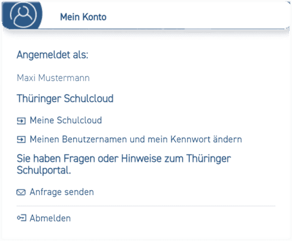 Menü-Leiste - Anmeldung erfolgreich